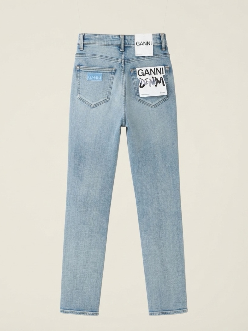 New w/Tags Ganni Light Blue High-Rise Straight Jeans